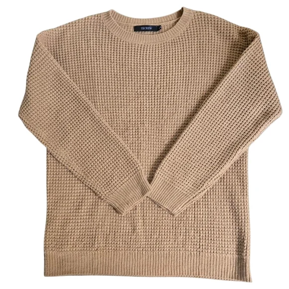 Tan Waffle Knit Crewneck Sweater - Picture 1 of 8